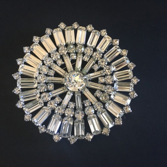 Art Deco Jay Flex Sterling signed  Crystal Brooch - Picture 1 of 7
